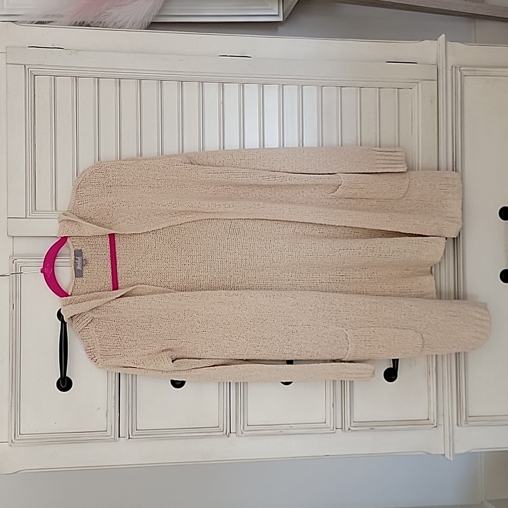 MARLED BY REUNITED CLOTHING BEIGE CARDIGAN WITH HOODIE SIZE SMALL